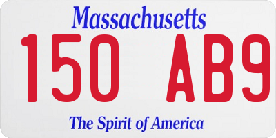 MA license plate 150AB9