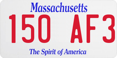 MA license plate 150AF3