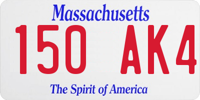 MA license plate 150AK4
