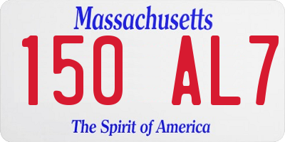 MA license plate 150AL7