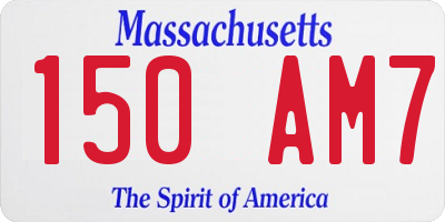 MA license plate 150AM7