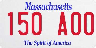 MA license plate 150AO0