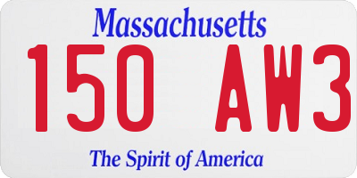 MA license plate 150AW3