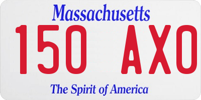 MA license plate 150AX0