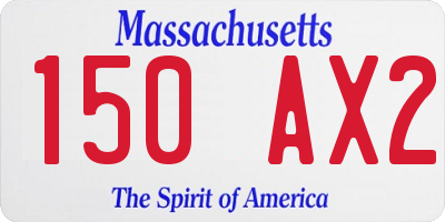 MA license plate 150AX2