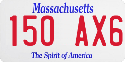 MA license plate 150AX6