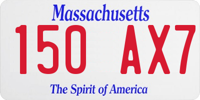 MA license plate 150AX7