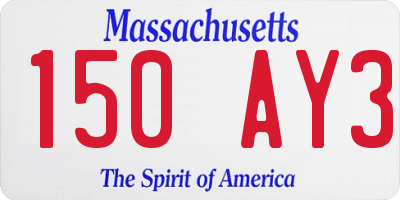 MA license plate 150AY3