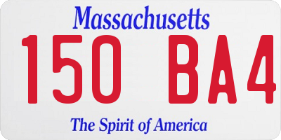 MA license plate 150BA4