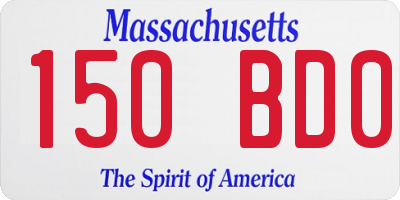 MA license plate 150BD0