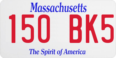 MA license plate 150BK5
