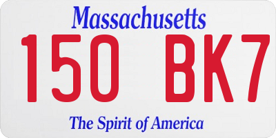 MA license plate 150BK7