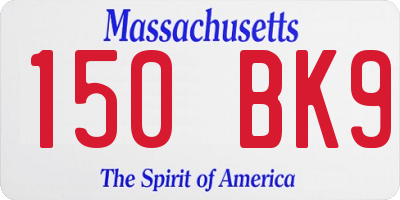 MA license plate 150BK9