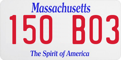 MA license plate 150BO3