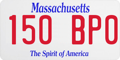 MA license plate 150BP0
