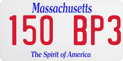 MA license plate 150BP3