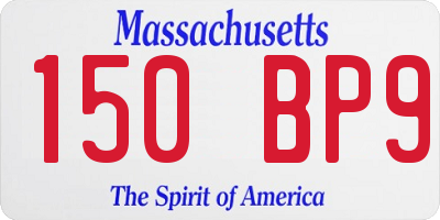 MA license plate 150BP9