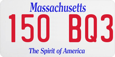MA license plate 150BQ3