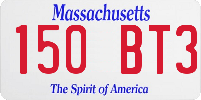 MA license plate 150BT3