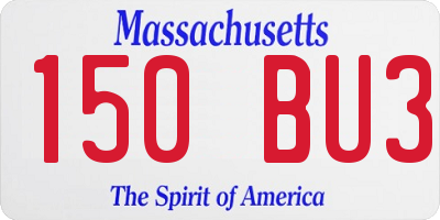 MA license plate 150BU3