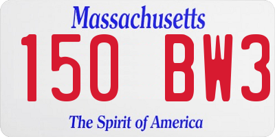 MA license plate 150BW3