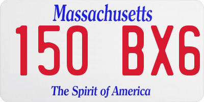 MA license plate 150BX6