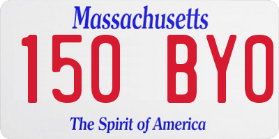 MA license plate 150BY0