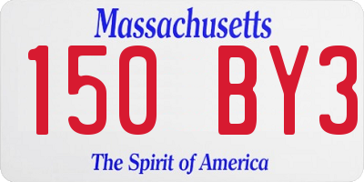 MA license plate 150BY3