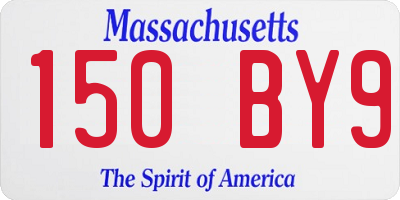 MA license plate 150BY9