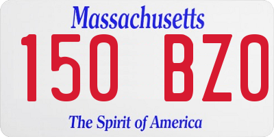 MA license plate 150BZ0