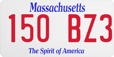 MA license plate 150BZ3