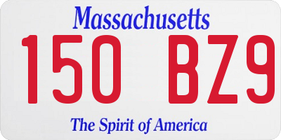 MA license plate 150BZ9