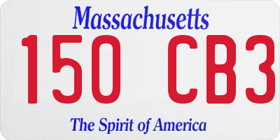 MA license plate 150CB3