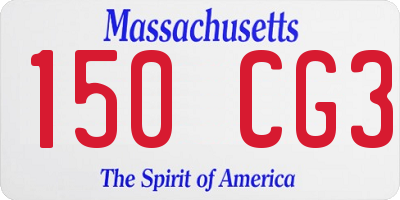 MA license plate 150CG3