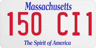 MA license plate 150CI1