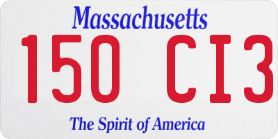 MA license plate 150CI3