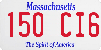 MA license plate 150CI6