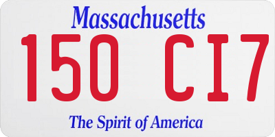MA license plate 150CI7