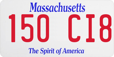MA license plate 150CI8