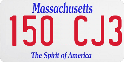 MA license plate 150CJ3