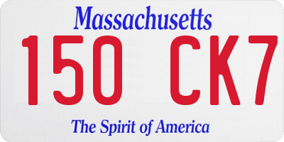 MA license plate 150CK7