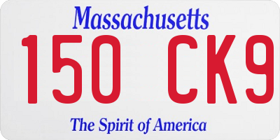 MA license plate 150CK9