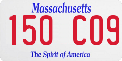 MA license plate 150CO9