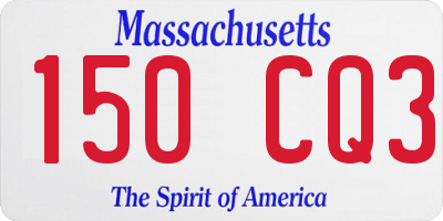 MA license plate 150CQ3