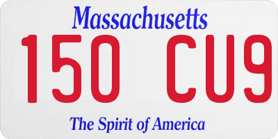 MA license plate 150CU9