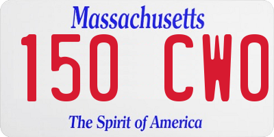 MA license plate 150CW0