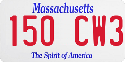 MA license plate 150CW3