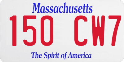MA license plate 150CW7