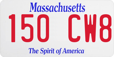 MA license plate 150CW8
