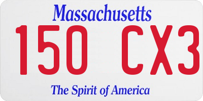 MA license plate 150CX3